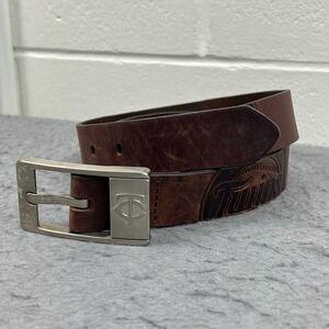 Minnesota Twins Belt Men's 34‎ Brown Embossed Leather MLB Eagles Wings Baseball